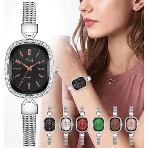 Women Spuer Thin Silver Mesh Belt Watches Fashion Luxury Ladies Rhinestone Quartz Watch for Gift Clock Relogio Feminino