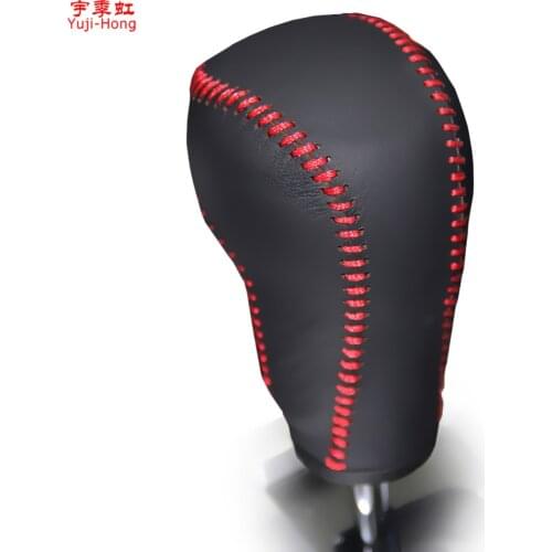 Yuji-Hong Car Gear Covers Case for MAZDA CX-5 Mazda 6 2012~2014 Automatic Shift Collars Genuine Leather Black/Red lines