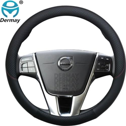 For Volvo S80 I II III 1998~2016 Leather Car Steering Wheel Cover 100% DERMAY Brand Non-slip Auto interior Accessories