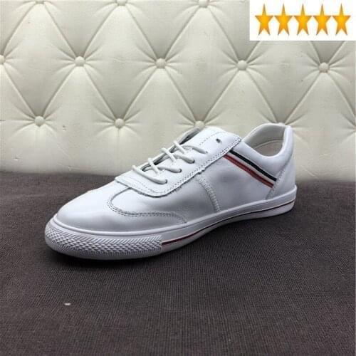 White New Autumn Women Pumps Casual Sneakers Brand Genuine Leather Sneaker Striped Lace-Up Round Toe Platform Cowhide Shoes