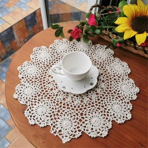 Round Hand Made Crotchet Hot Pads Heat Resistant Lace Kitchen Tool for Bowl Mats, Dish Mats Placemats Drink Coasters