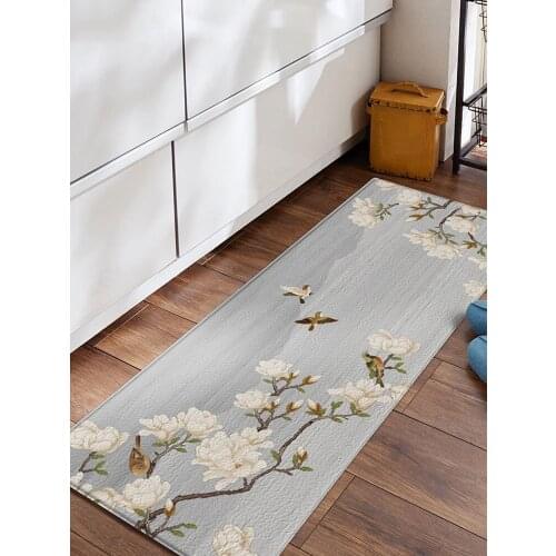 Kitchen Mat Chinese Style Flower Pattern Bedroom Carpet Waterproof Kitchen Rugs Mat Bathroom Entrance Anti-skid Door Floor