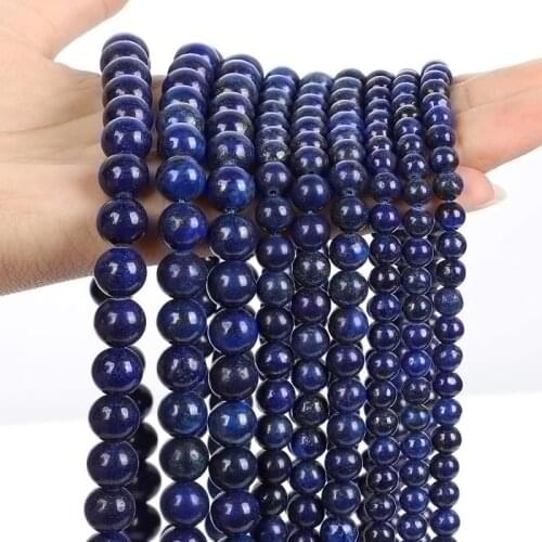 Lapis Lazuli Loose Beads Natural Gemstone Smooth Round for Jewelry Making