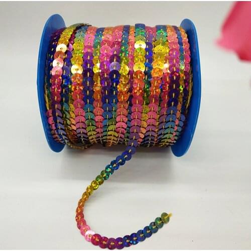 LNHOME 100 Yards/Roll 6mm Flat Sequins Roll Laser Assorted Colors Sequins Trim Confetti Bags/Shoes/Clothing Sewing Sequins