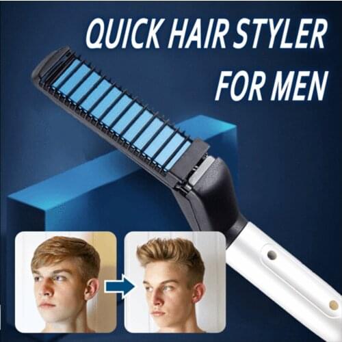 Multifunctional Hair Comb Curling Iron Hair Volumize Flatten Side and Straighten Hair Curler Show Cap Quick Hair Styler for Men
