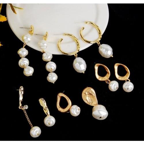 Fashion New Imitation Natural Pearl Earrings Female Earrings Long Section Zircon Pearl Earrings Friend Gift