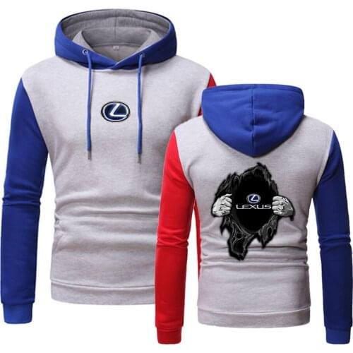 Men 2021 Autumn Lexus Logo Comfortable Hedging Movement Printing SplicingTops Popular Comfortable Hooded Casual Hoodies