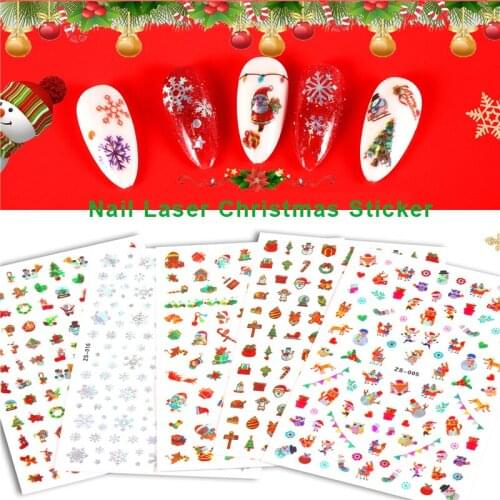 Nail Decoration Sticker Decal Nail Christmas Mixed-Deer/snowflake Theme-Pattern Tips Mixed-Pattern 3D Transfer Flash Sticker NEW