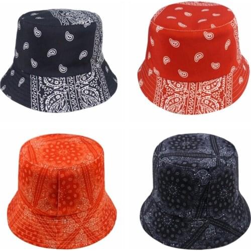 2020 New Hip Hop Black Red Color Paisley Fishing Caps Bucket Hats Bonnie Mens Bob Gorras Casquette Outdoor