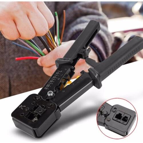 RJ45 Tool Network Crimper Crimping Tools Stripper Cat5e Cat6 Connector Crimping Tool End Pass Through RJ11/12 Pipe Wire Rope
