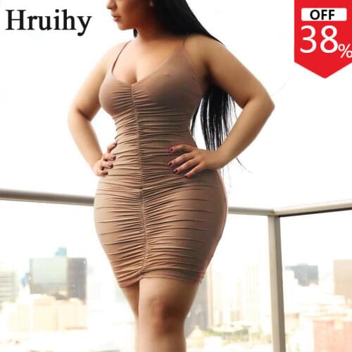 Solid Color Bodycon Dress High Waist Ruched Fashion Suspender Summer Dress Sexy Party Club Mini Elegant Beach Dress