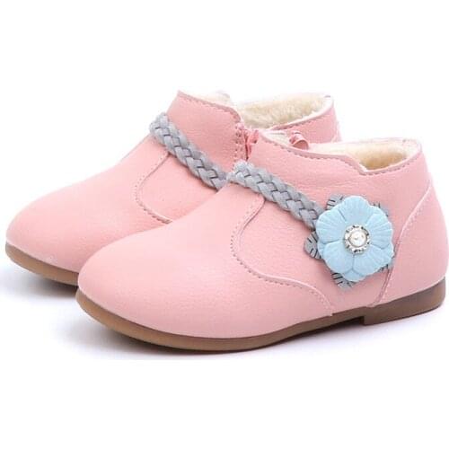 Autumn Winter Warm thick Little Girl Boots Kids Baby Girls Ankle Boot Childrens Princess Shoes Black Pink Beige 1 2 3 4 5 6 7T