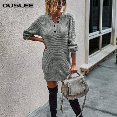 OUSLEE Sexy Slim Dress Women Autumn Solid Colors O Neck Long Sleeve Bodycon Dresses Mini Party Dress Vestidos Mujer Plus Size XL