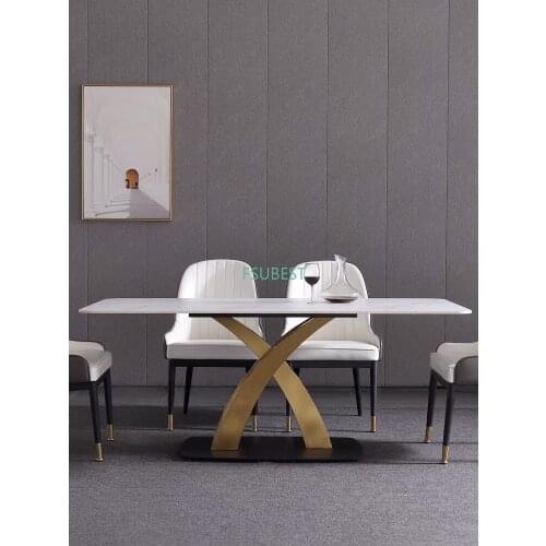Luxurious Dining Table Sets With 6/8chairs Stainless Steel Frame Simple Modern Design Stone Table Dining Table Sets