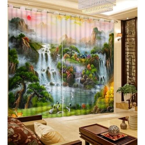 Mountain Customized size Luxury Blackout 3D Window Curtains For Living Room Decoration curtains