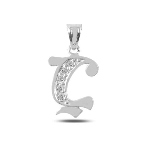 Silver 925 Set-O-Letter Zircon Cubic Zirconia Pendant