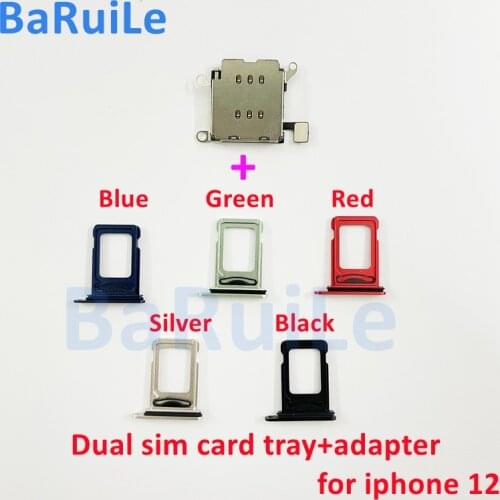 BaRuiLe 1set for iPhone 12 12pro Dual SIM Card Reader flex cable +SIM Card tray Holder Slot Adapter Replacement Part
