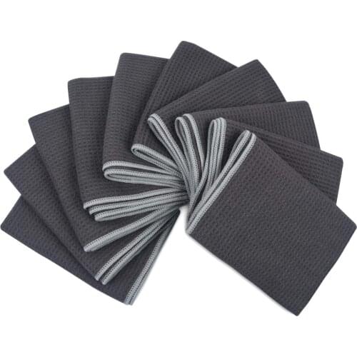 Sinland Microfiber Waffle Weave Dish Cloths Washcloths Facial Cloths Household Kitchen Cleaning Cloth Towel 6 pack 16"x16" White