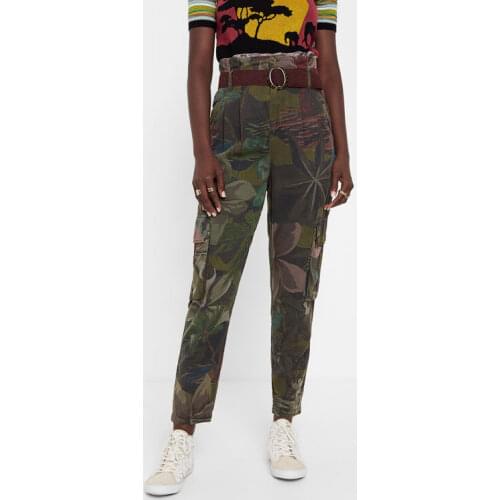 Spanish high waisted loose printed camouflage casual pants