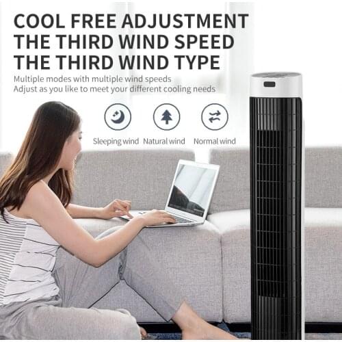 2021 Soft Wind Household Big Electric Bladeless Mute Stand Fan Floor 3 Speed Floor Purifier Air Remote Cooling Control Tower Fan