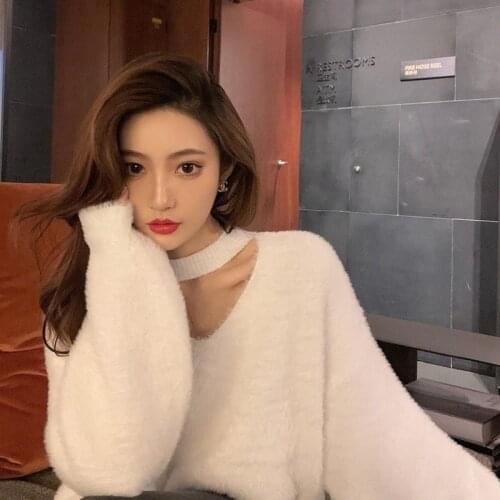 Winter Solid Casual Fleece Sweater Women Sweet Designer Pullover Sweater Female Loose Korean Streetwear Women Clothing