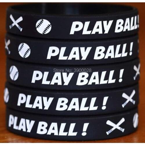 100pcs Play Ball with Bats silicone wristband bracelet free shipping by ePacket