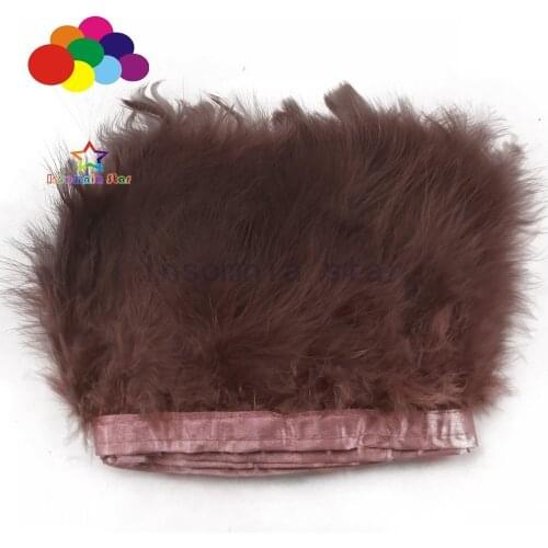 2 Meters Dark Brown Fluffy Turkey feather Trim 6-7INCH Dyed Marabou feathers on Ribbon for wedding Party Dress Decoration