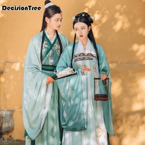 2021 men&women hanfu chinese ancient traditional outfit couples carnival cosplay costume fancy dress blue for men/women