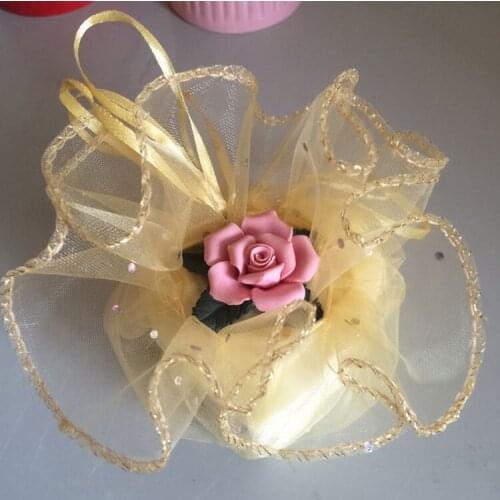 26cm 2000pcs Gold Candy Bag For Wedding Round Christmas Organza Bags Gift Packaging Bags Women Drawstring Bag Package Display