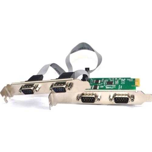 4 Port Serial PCI Express Expansion Card RS232 Com 9 Pin Serial Card PCIE Riser Converter Adapter for Windows Linux AX99100 Chip