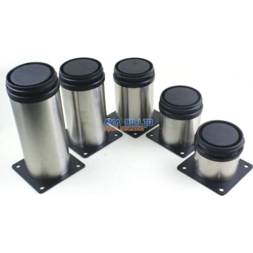 4 Pieces 50mm Adjustable Stainless Steel Round Furniture Cabinet Leg Cupboard Table Feet