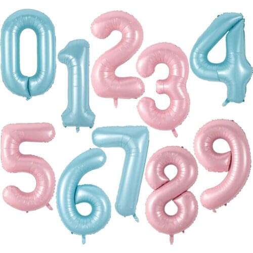 40inch Big Macaron Pastel Blue Pink Foil Number Balloon 1 2 3 4 5 6 7 8 9 Birthday Party Baby Shower Wedding Decoration Ballon