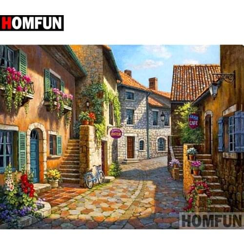 HOMFUN Full Square/Round Drill 5D DIY Diamond Painting "House flower" 3D Embroidery Cross Stitch 5D Home Decor Gift A17334