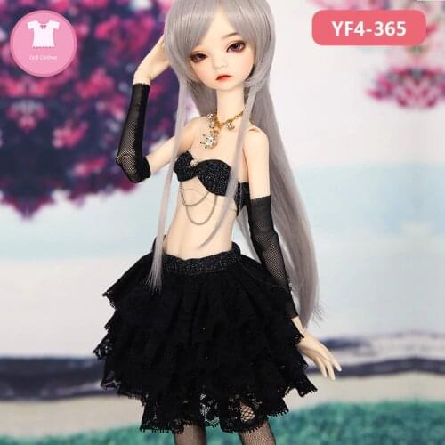 BJD Clothes 1/4 Doll Body For MSD Female Girl Black Dress YF4 to 365 For DC Toy Doll Accessories