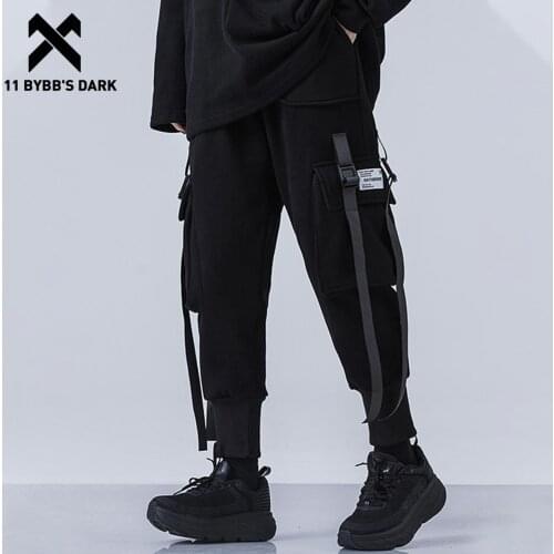 11 BYBBS DARK Techwear Ribbons Cargo Pants Man Hip Hop Tactical Function Pants Streetwear Harajuku Joggers Men Trousers 2021