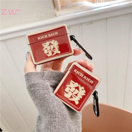 Red rich 3d earphone case cute cartoon case for airpods 1 2 pro wireless bluetooth protective cover pendant with hook