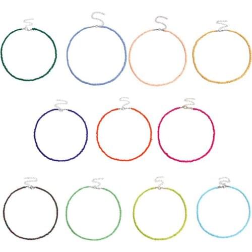 Coxeer 1pc Bohemian Style Ladies Choker Necklace Creative Fashion Bohemian Beaded Necklace Bead Choker Jewelry Accessories