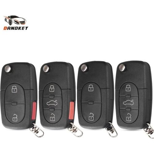 Dandkey 2/2+1/3/3+1 Button Folding Flip Remote Key Fob Case Shell & Blade For Audi TT A2 A3 A4 A6 A8 Quattro Key Cover CR2032