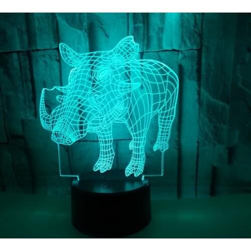 Wild Boar 3d Lamp Colorful Touch Remote Control 3d Led Visual Usb Desk Lamp Gift Decoration 3d Small Table Lamps