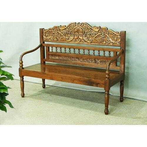 Zq Solid Wood Double Sofa Leisure Chair Southeast Asian Style Furniture Elm a Double Chair