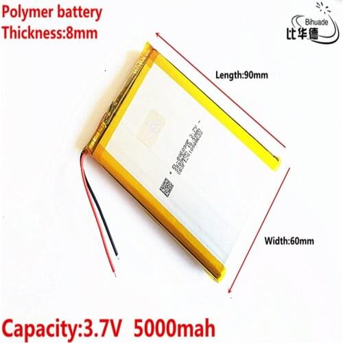Good Qulity 3.7V,5000mAH 806090 Polymer lithium ion / Li-ion battery for tablet pc BANK,GPS,mp3,mp4