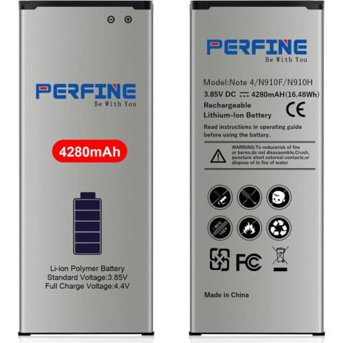 2pcs Perfine Battery for Samsung Galaxy Note 4 4280mAh Upgrade top Quality Li-Polymer N910U N910A N9100 Batteries