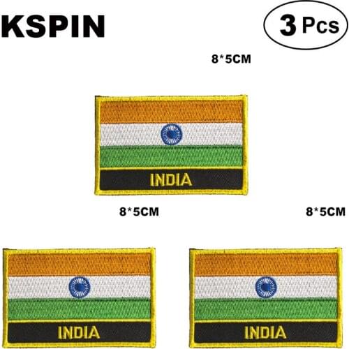 India Rectangular Shape Flag patches embroidered flag patches national flag patches for clothing DIY Decoration