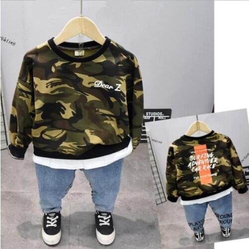 New Kids Tracksuit Suit Toddler Kids Baby Boy Camouflage Sweater T-Shirts + Jeans Pants 2Pcs Outfit Boys Clothes Set