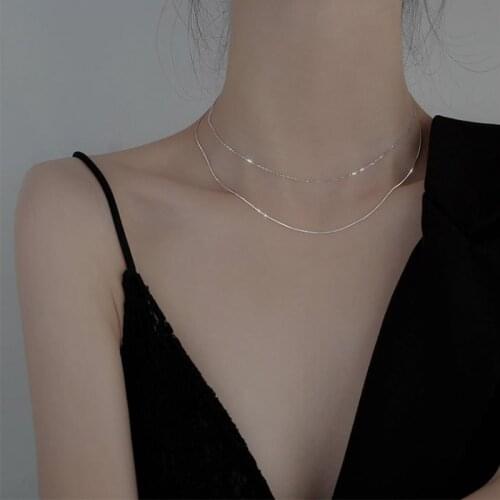 Sweet 925 Silver Necklace Double Snake Long Pendant Romantic Choker For Girl Wedding Fine Jewelry NK074