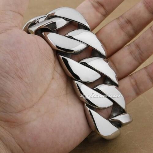 6 Lenghts Huge & Heavy 316L Stainless Steel Mens Biker Bracelet 5C004