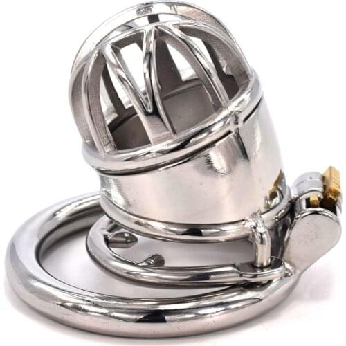 2021 Stainless Steel Male Chastity Device Cock Cage Metal Bondage Belt Lock Penis Rings Fetish Lockable Sex Toys for Men BDSM