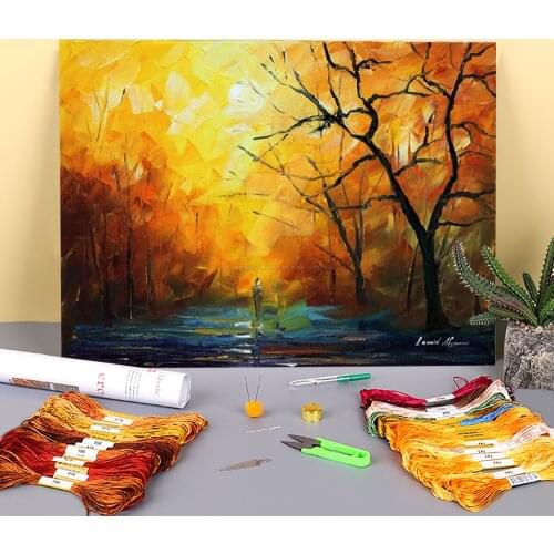 The Colors Morning Printed Fabric 11CT Cross-Stitch Kit DIY Embroidery DMC Threads Painting Handicraft Hobby Knitting Package