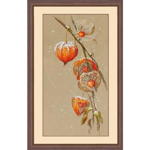 Top Quality Beautiful Lovely Counted Cross Stitch Kit Lantern Flower Red Flower Physalis Alkekengi Autumn Ground Cherry