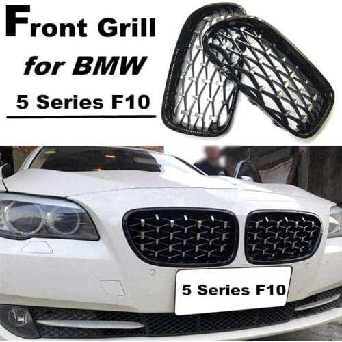 Front Kidney Grille For BMW 5 Series F10 2014-2017 520i 525i 528i Diamond Grille Meteor Style Front Bumper Grill Car Styling